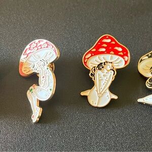 Mushroom Character Enamel Pins 4